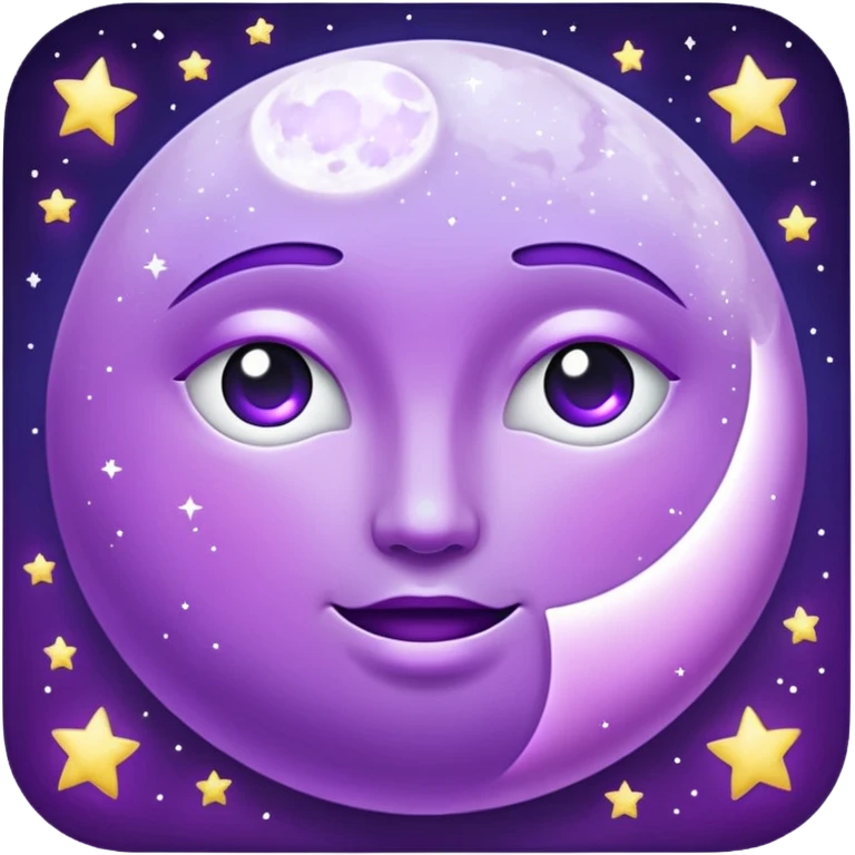glitter purple and cian moon emoji