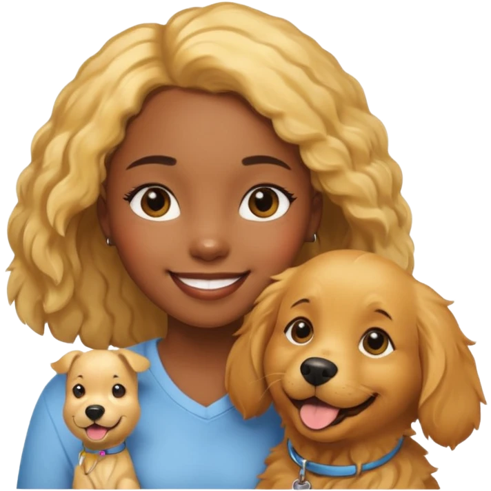 Black girl with golden retriever  emoji