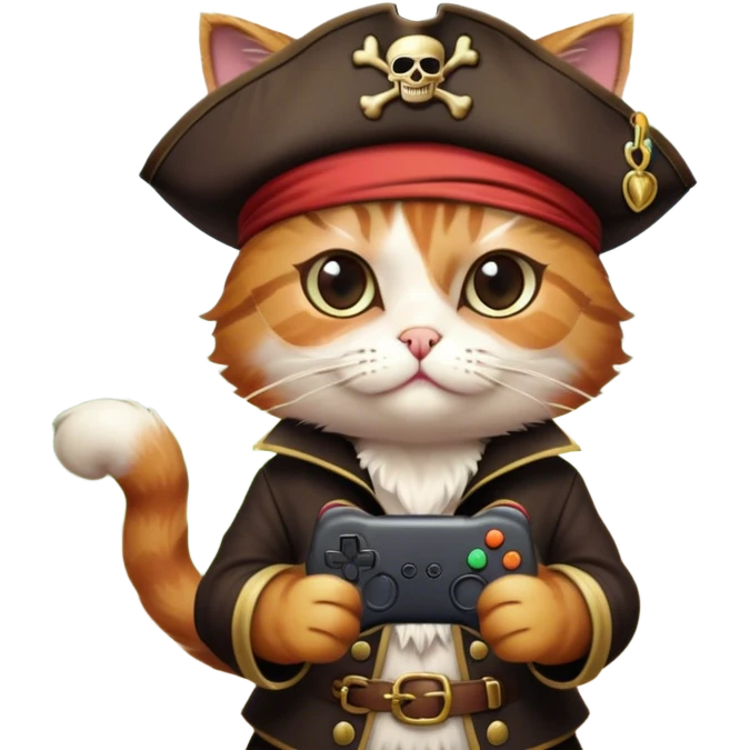 Pírate cat in de woods plating video games emoji