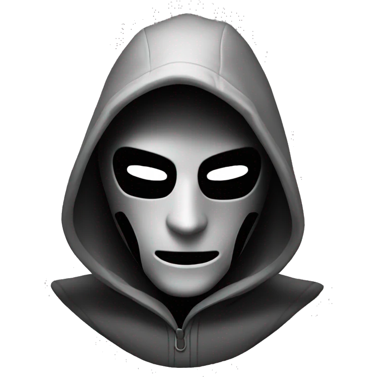 grayscale black mysterious masked hooded man emoji