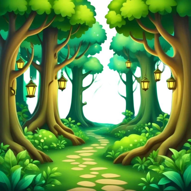 enchanted forest with lush green trees and magical glowing accents emoji