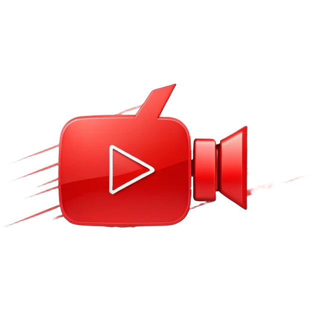 red YouTube play button logo with speed lines emoji