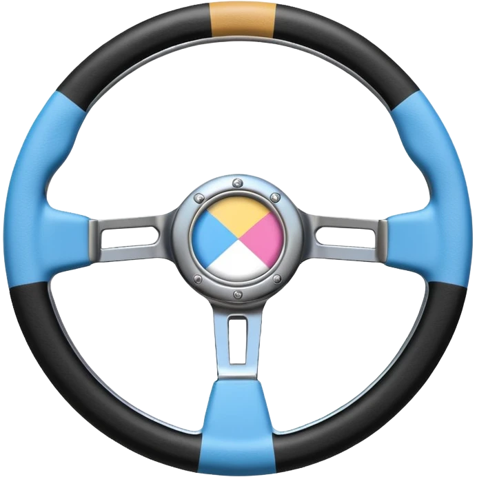steering wheel with transgender pride flag colors with bdsm implification emoji