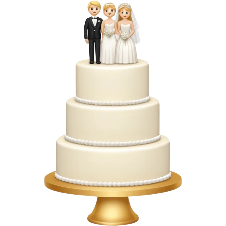 white wedding cake with bride and groom toppers and sparkle effect emoji