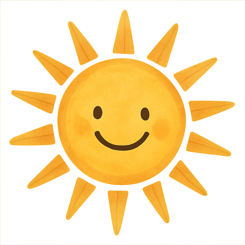 smiling sun with rays, general style, bright and warm emoji