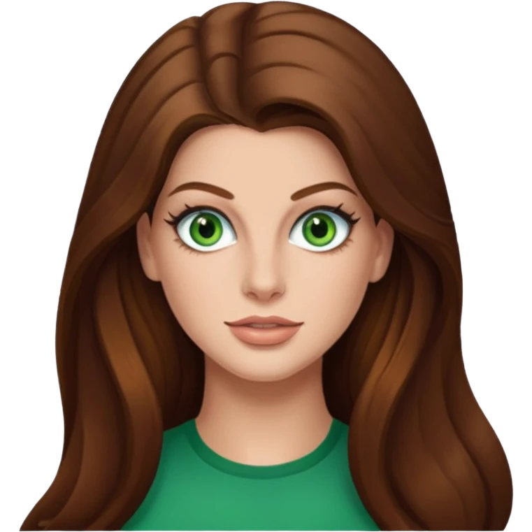 Hannah Stocking green eyes, brown long hair emoji