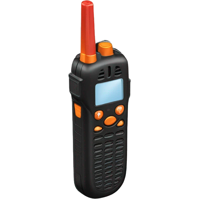 black walkie talkie with red-orange button on side emoji