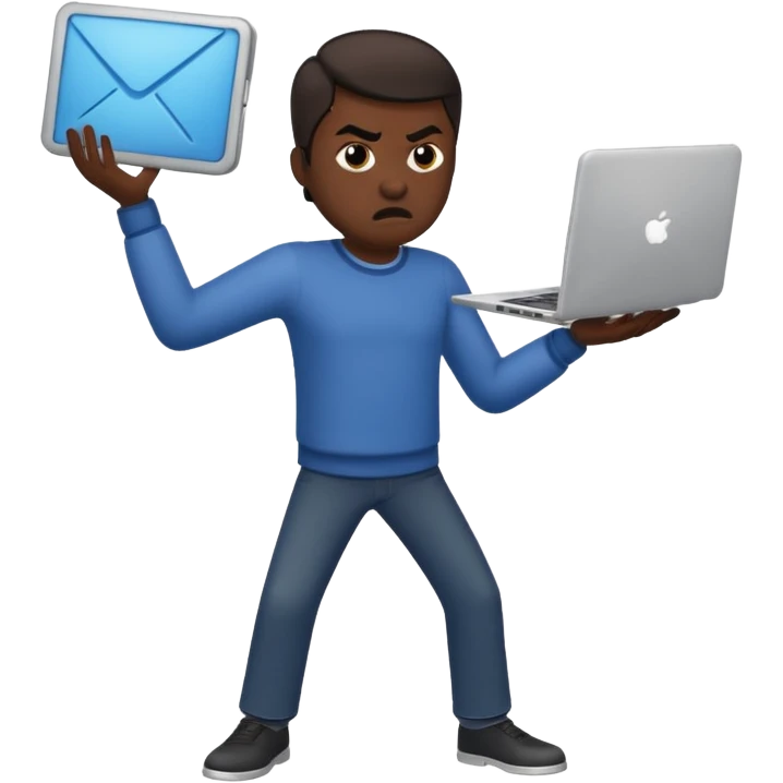 man throws laptop away emoji