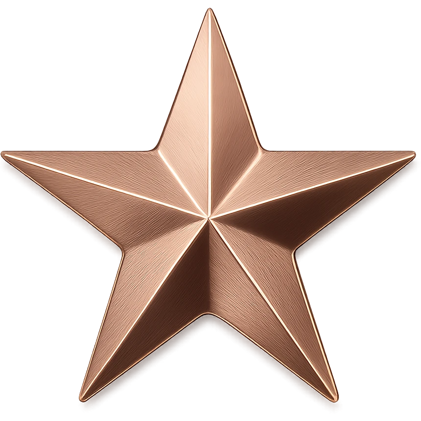 star with a metallic rose gold finish emoji