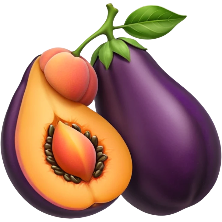 Aubergine qui frotte une pêche emoji