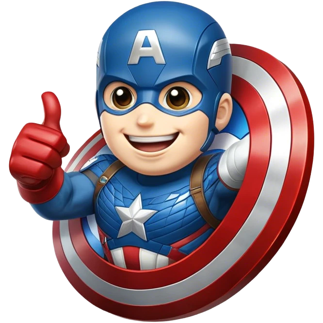 Captain America's shield with a big smile, giving a big thumbs-up emoji