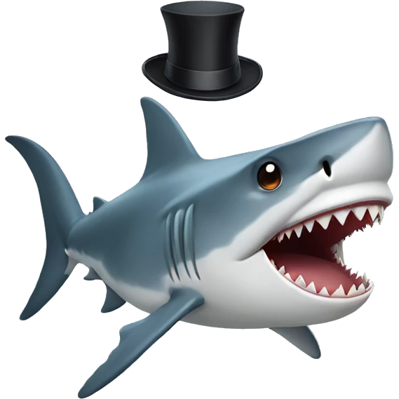 Shark with a top hat emoji