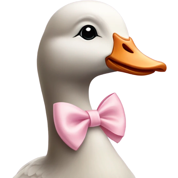 goose wearing a light pink bow around its neck emoji