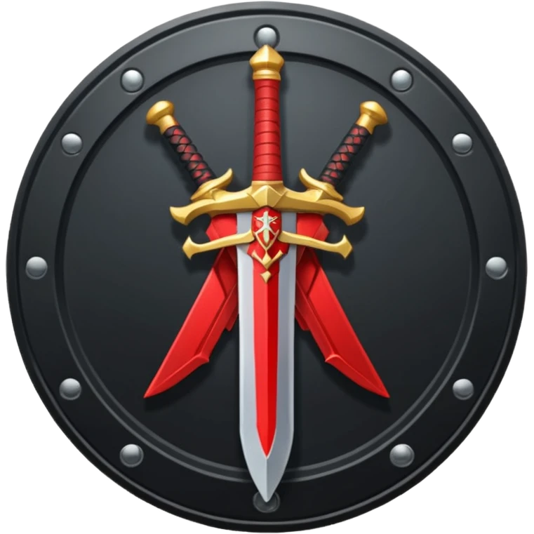 Make an mmo rpg red sword class icon inside of a round emblem in aname style emoji