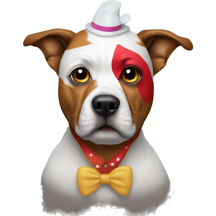 Dog wearing a clown customs emoji