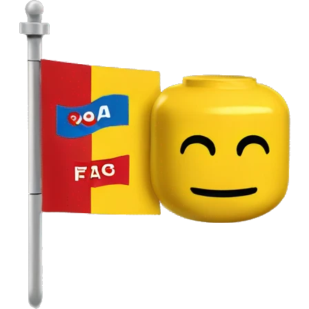 LEGO logo with letters on a flag emoji