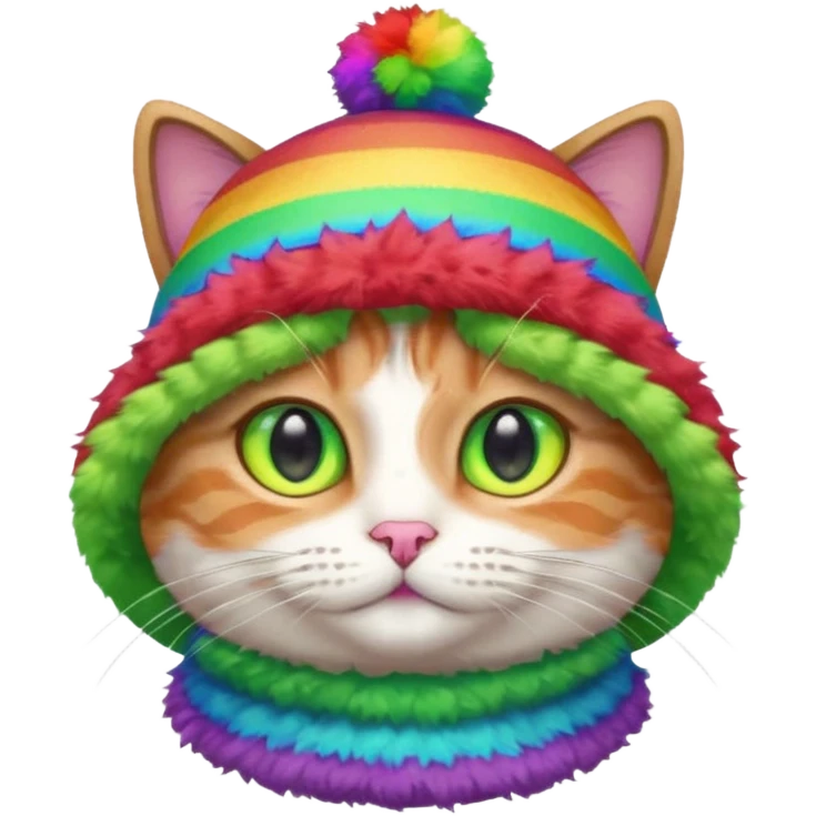 Cat wearing a rainbow hat emoji