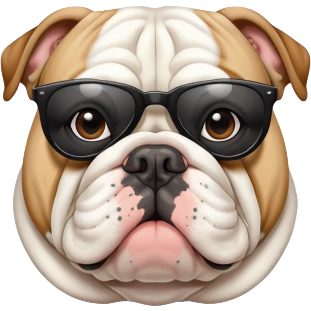 White English Bulldog, sunglasses emoji