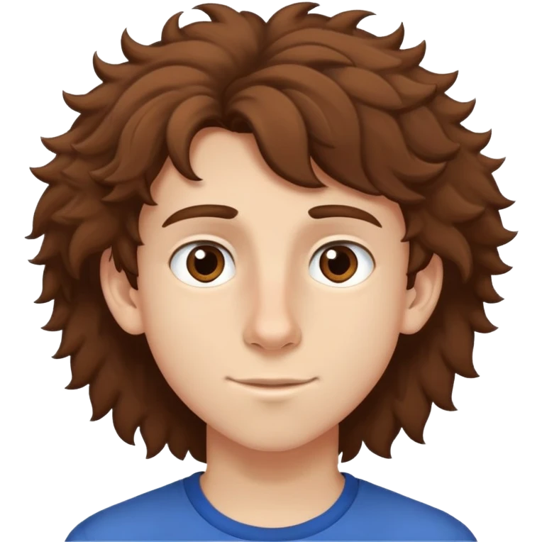tall teenage boy with brown fluffy hair and brown eyes, big nose with no braces emoji