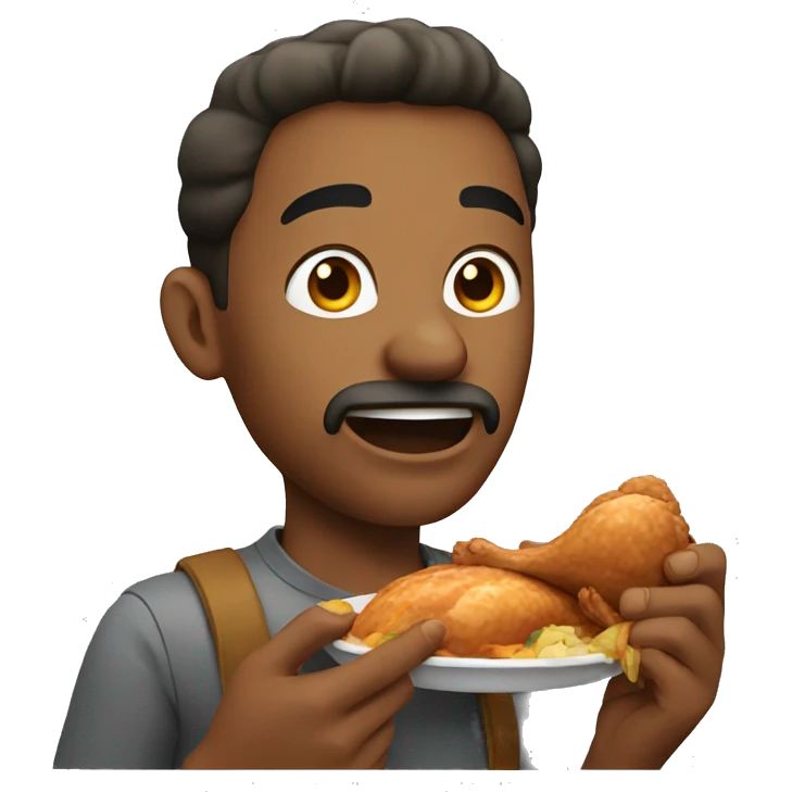 A man eating chicken  emoji