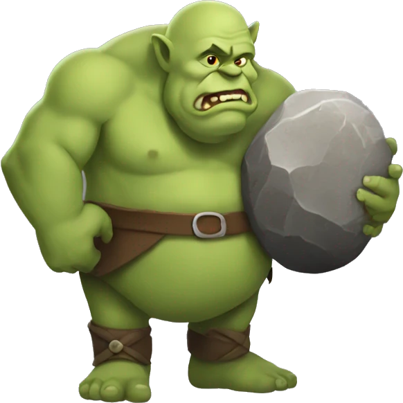 ogre holding round big stone emoji