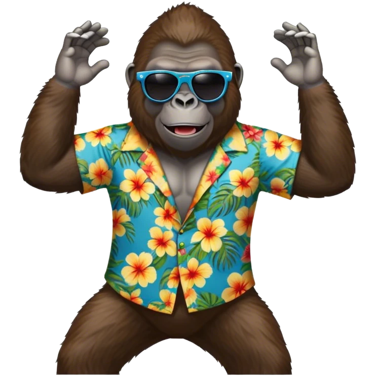 Gorilla dancing with a summer outfit  emoji