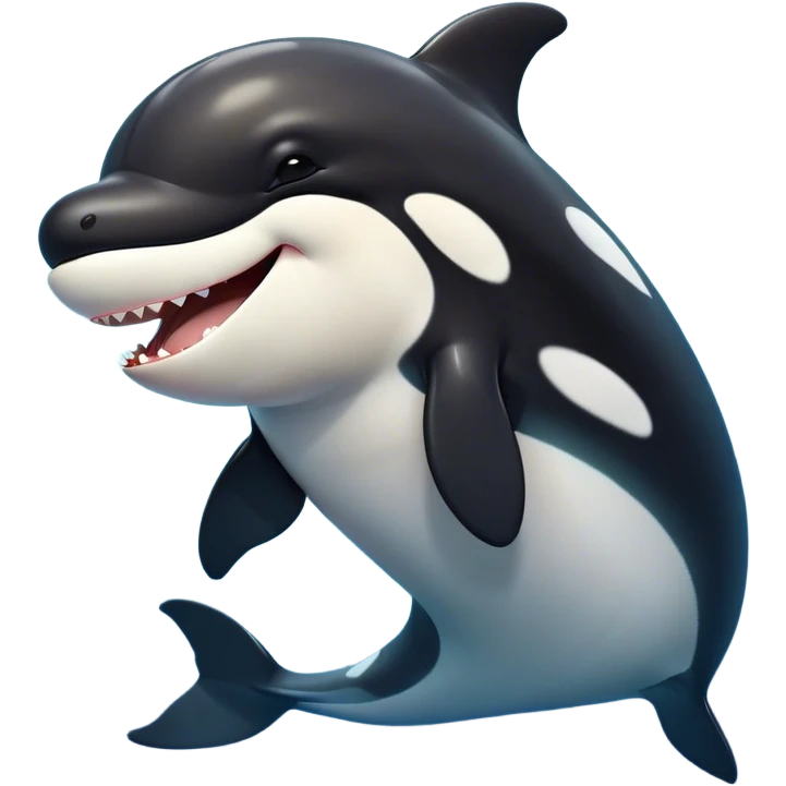 Cinematic Cute Yawning orca Portrait Emoji, Head tilted slightly with a dramatic, wide-open yawn, showcasing a sleek black-and-white body with gently relaxed fins and sleepy, half-closed eyes, Simplified yet irresistibly adorable features, highly detailed, glowing with a soft, cozy marine glow, high shine, relaxed yet expressive, stylized with a dash of whimsical deep-sea charm, soft glowing outline, capturing the essence of a drowsy yet affectionate orca that appears ready to stretch out in the waves for a nap! emoji