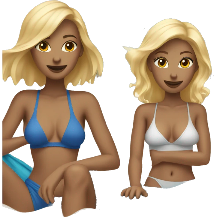 Two blondes at beach  emoji