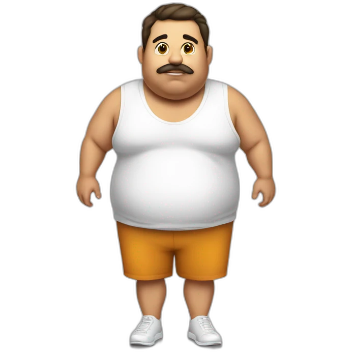 Fat man start fasting in white t-shirt emoji