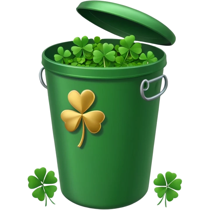 trash bin with lucky clovers emoji