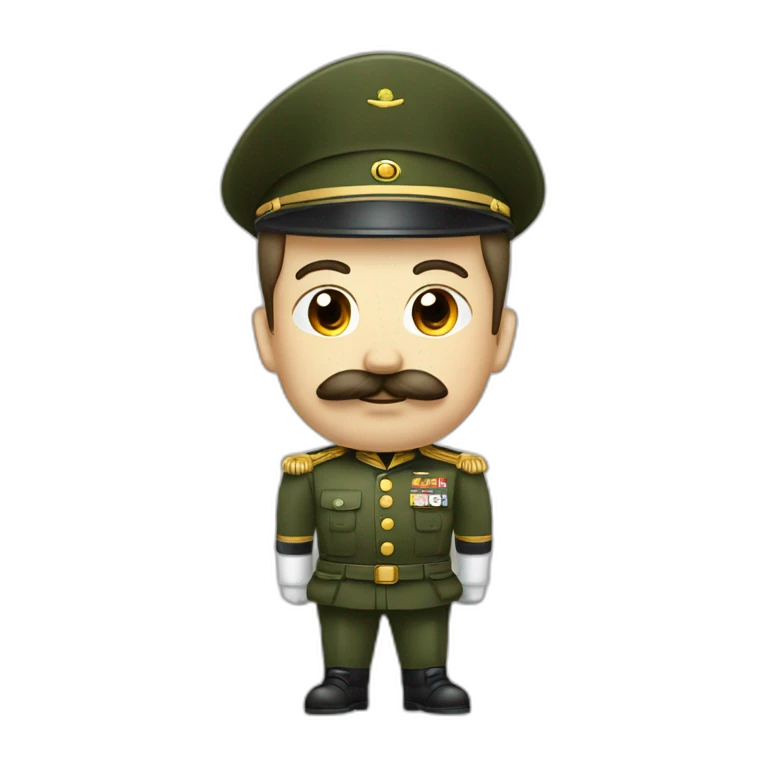 Homme avec moustache carré en tenue militaire levant bras a 120° emoji