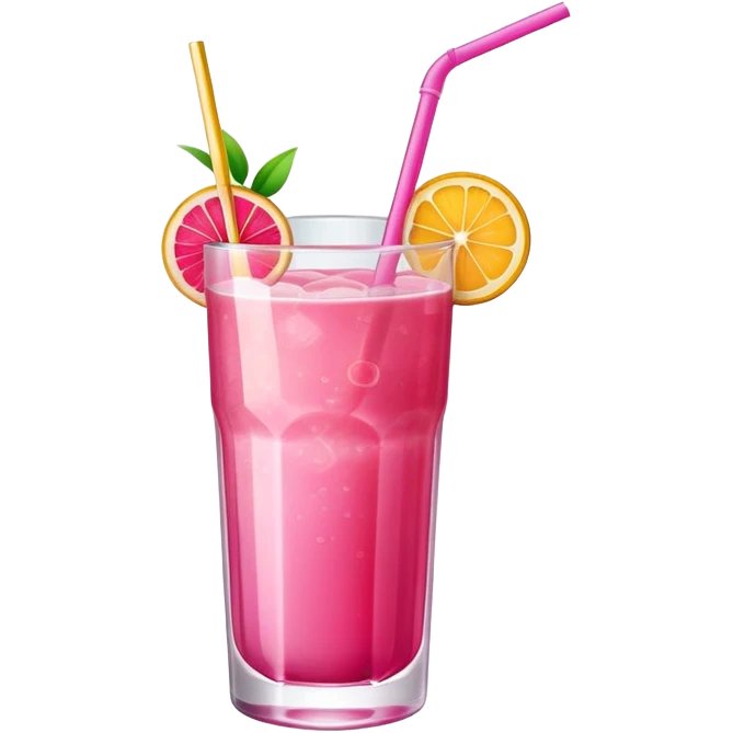 Refreshing pink fruity drink with straw in a glass emoji
