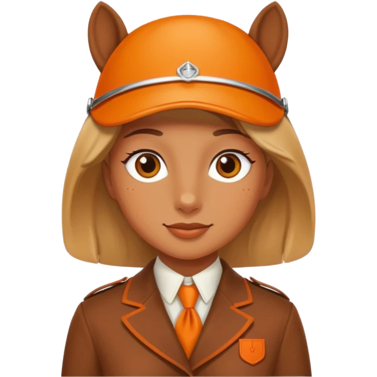 Hermès-style horse jumping, classic equestrian look, Hermès orange accents, cute emoji style emoji
