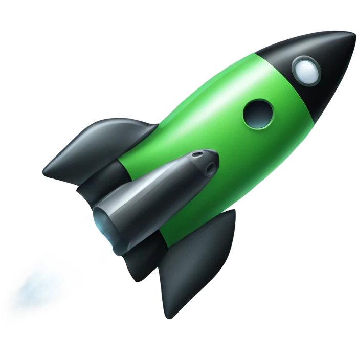 green and black rocket ship emoji