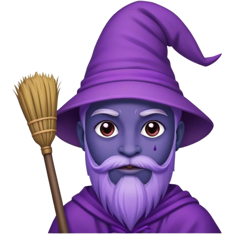 broom guru, purple emoji