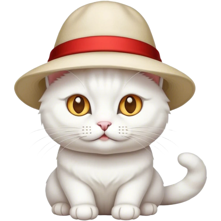 gato blanco con sombrero emoji