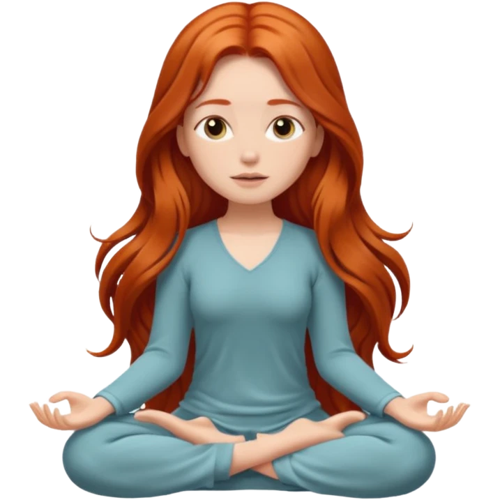 Redhead girl meditating long hair  emoji