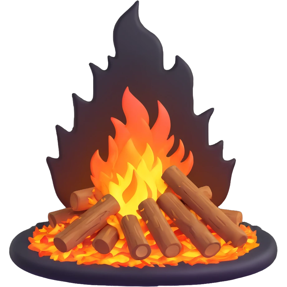 crackling bonfire with sparks and embers emoji