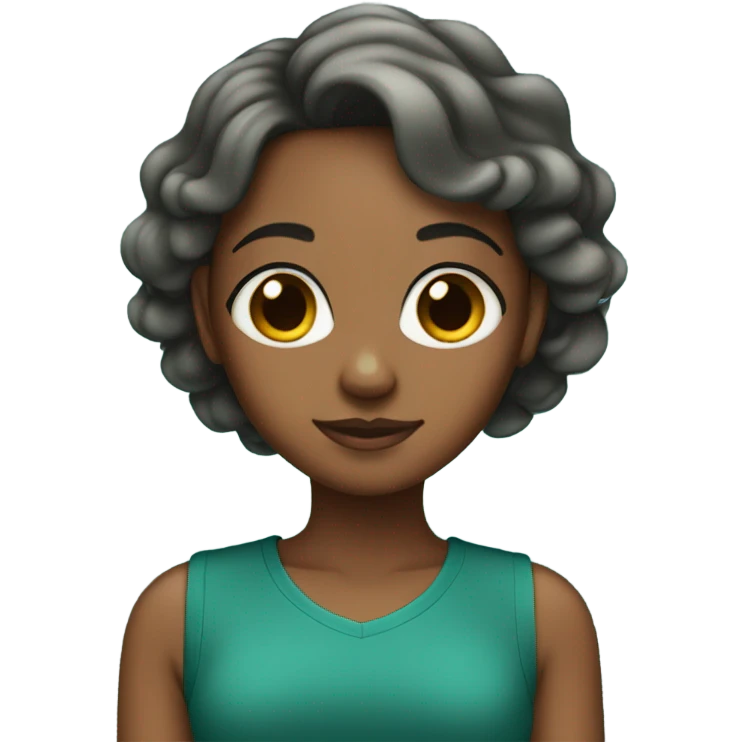 Brown girl with teal hair emoji