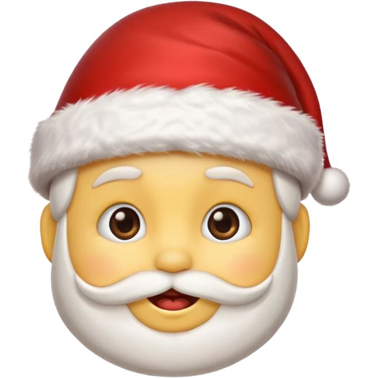 cute emoji face wearing a Santa hat, with a happy soft expression. Replace the festive Christmas elements: a Christmas tree, stocking, snowflake, and other holiday icons. emoji