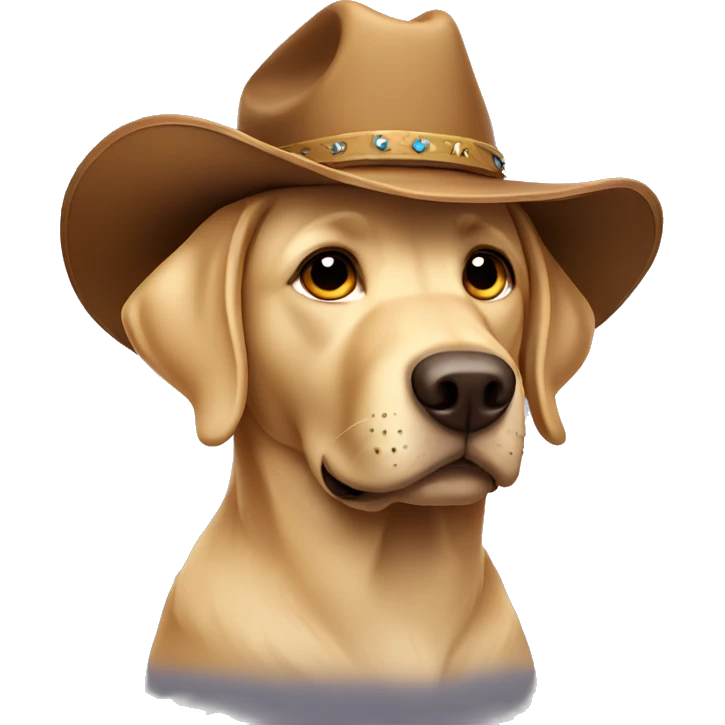 Labrador wearing a cowboy hat emoji