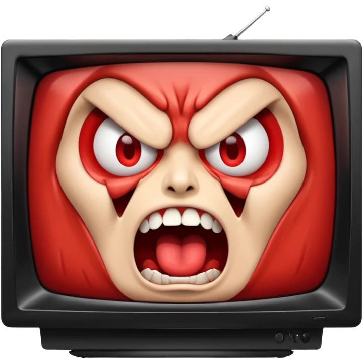 TV screen showing a screaming face emoji