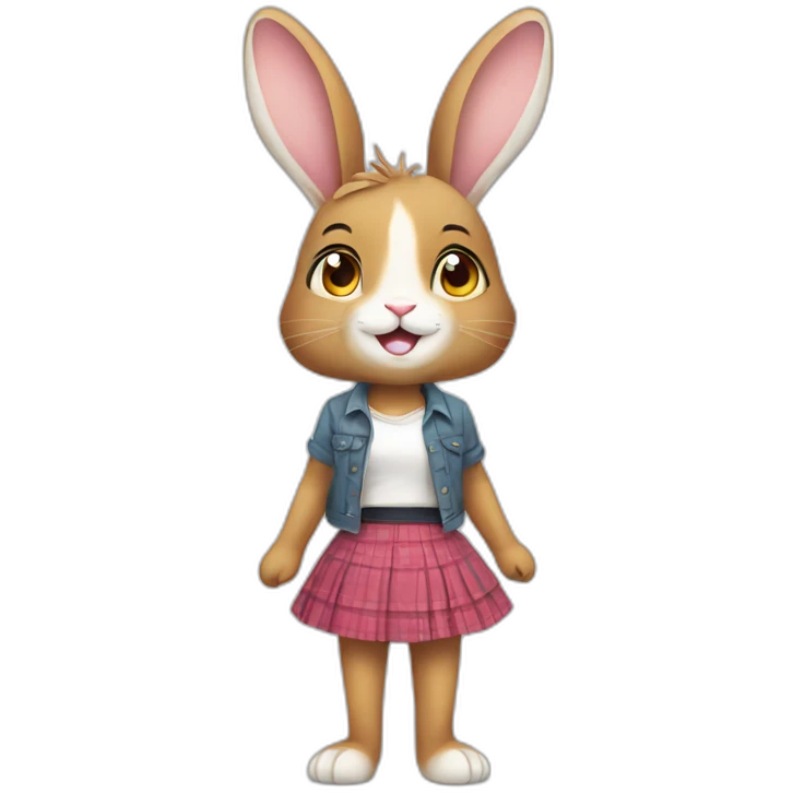 rabbit wearing skirt only female cute adorable fullbody emoji