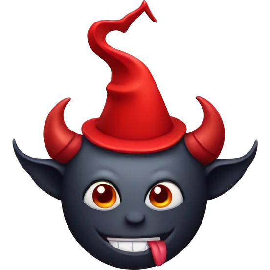 Devil emoji with two party hats instead of horns emoji