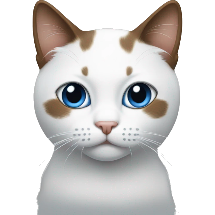 White and brown cat with one eye brown and the other one blue emoji