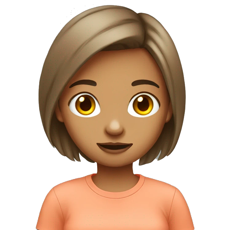 Annoying teen girl with salmon color tshirt emoji