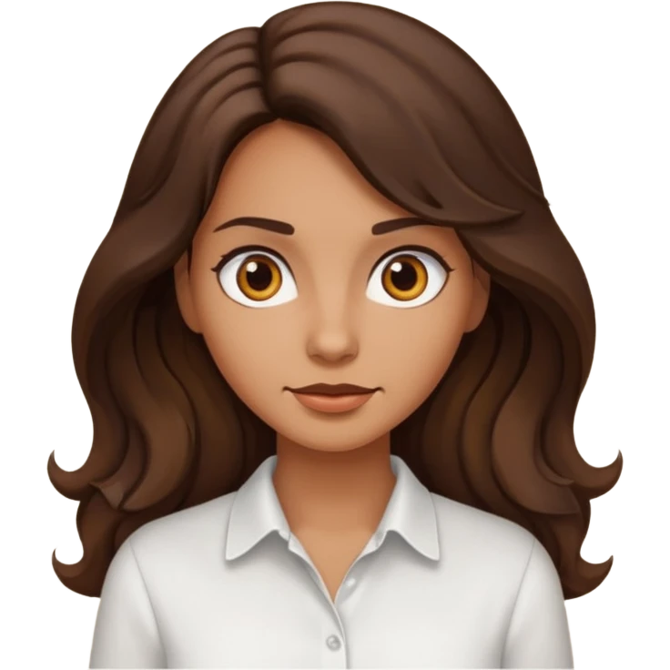 mujer trigueña ,  pelo ondulado,  pelo largo  color marron oscuro, ojos marrones oscuros emoji