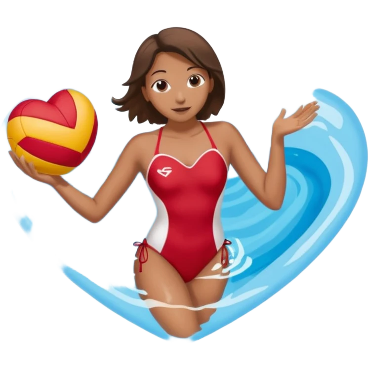 Natación  y voley en un corazón de color  emoji