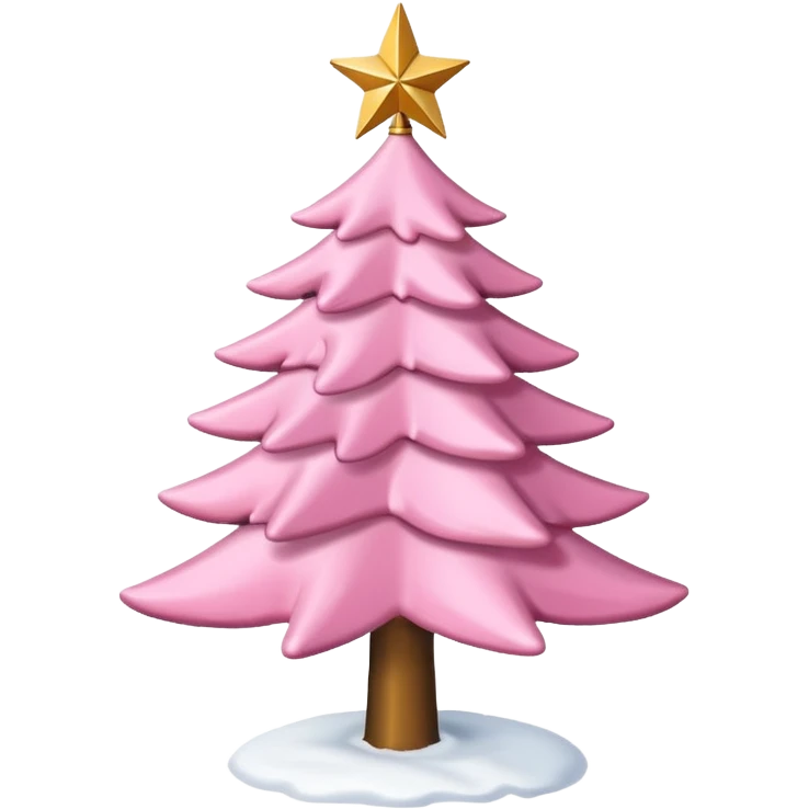 Pink Christmas tree with snow on the branches and a gold star on top no baubles  emoji