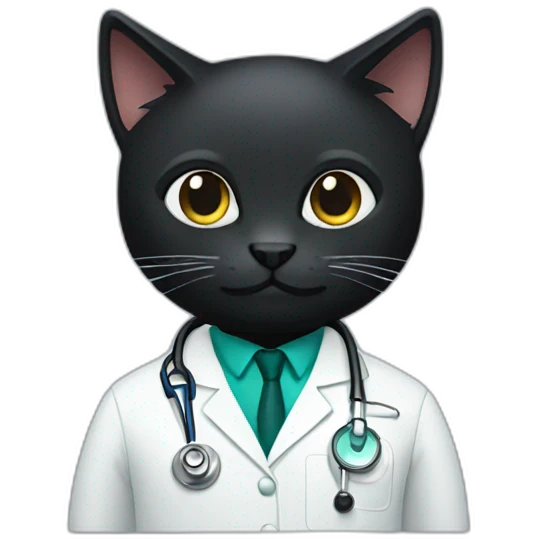 doctor black cat emoji